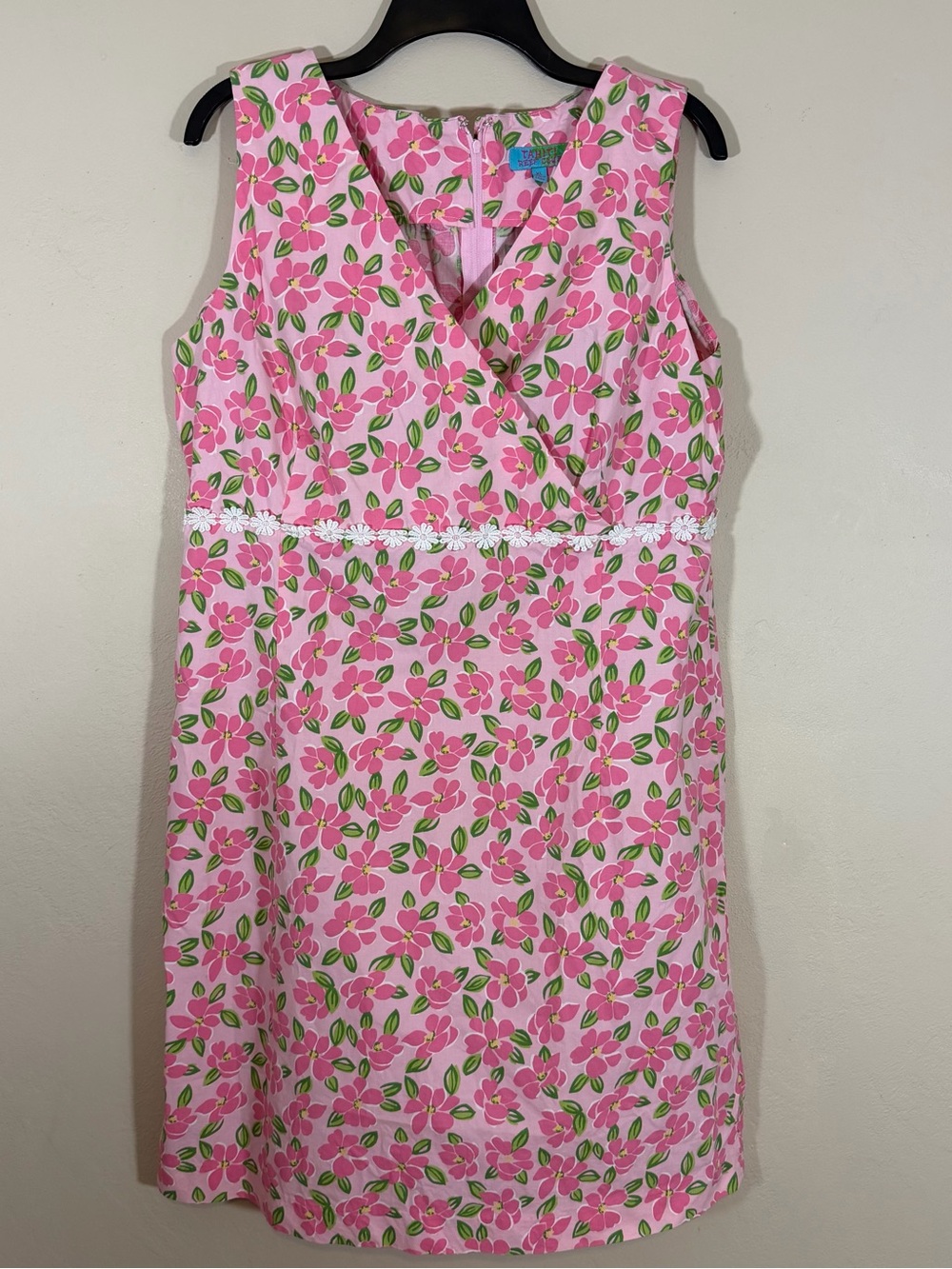 Tahiti Reef Club Womens Pink Floral Sleeveless Shift Dress XL Stretch